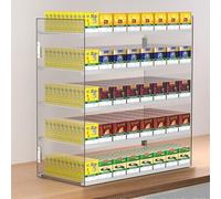 Wall Mounted Cigarette Organizer & Auto Pusher Display Holder - Efficient Space-Saving Storage Solution for Home, Office, or Retail Display - Keep Cigarettes Easily Accessible