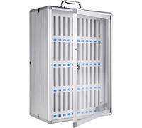 Wall-Mounted Clear Cellphone Lockers Aluminum Alloy Storage Cabinet for Office/Classroom Secure Locking Pocket Chart for Phones Sleek Silver Design - 48 Slots