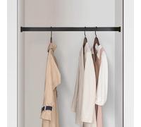 Wall Mounted Closet Rods Black, Extra Long Aluminum Closet Pole Hanger, Heavy Duty Wardrobe Organizer Clothing Rod, Garment Rack Closet Bar(120cm(47 1/4") Length)