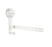 Wall Mounted Clothes Airer Suction Cup Foldable 90 Degree Aluminium Laundry Drying Rack Space Saving Bathroom Balcony White 36.8cm(8-hole White)
