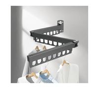 Wall-Mounted Clothes Drying Rack - Space-Saving 3-Folding Aluminium Hanger with 24 Holes for Balcony Laundry Bathroom - Ideal Clothes Dryer Solution