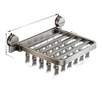 Wall Mounted Clothes Drying Rack with Suction 1 Pack Wall Mounted offering a Convenient Solution 4 - Row and 5 - Row Clips to Meet Different Drying Needs (Gunpowder-30)