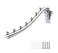 Wall Mounted Clothes Hanger Rack Folding, Stainless Steel Garment Hooks with Swing Arm Holder, Space Saver Clothing Hanging System Closet Storage Organizer with Screws for Bedroom Laundry Room, 1 Pack