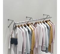 Wall Mounted Clothes Rack, Industrial Pipe Shelving, Floating Metal Display Rack, Stainless Steel Clothing Rod for Laundry Room