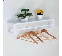 Wall Mounted Clothes Rack with Floating Shelf and Hanging Rod, Heavy Duty Coat Organizer for Home Closet Storage, Rustic Iron Garment Rack