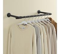 Wall-Mounted Clothes Rail, Black / Set of 2