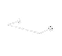 Wall Mounted Clothes Rail Industrial Pipe Garment Bar, Vintage Towel Holder Small Hanging Rack Space Saving Detachable H-Shape Rail for Bedroom, Retail Display, and Home Storage (White, 85cm)