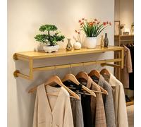 Wall Mounted Clothing Display Rack with Top Shelf - Space Saving Metal Garment nizer, Floating Clothes Hanging Bar for Retail, Bedroom & Boutique - d h (C, 31.5x11IN)