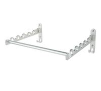 Wall Mounted Clothing Drying Rack, 90° Up Foldable Laundry Hanger,Stainless Steel Laundry Organizer with 6 Holes,Space Saving Closet Organizer for Socks,Lingerie,Towels(Silver Double+Crossbar)