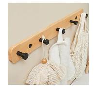 Wall Mounted Coat Hooks Rack 3 6 Hook Hanger for Coats Hats Jackets & Towels Stylish Wooden Peg Rail (55x5cm) Perfect for Entryways & Mudrooms (Svart 45 * 5cm)