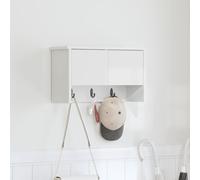 Wall Mounted Coat Rack 50x20x30cm White Engineered Wood w/ Hooks Shelves 2 Doors