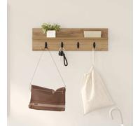 Wall-mounted Coat Rack Artisan Oak 60x10.5x18cm Engineered Wood Hooks Hallway UK