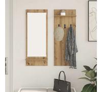 Wall-mounted coat rack Artisan oak 70x10x90cm Engineered wood with 2 shelves UK