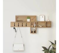 Wall-mounted Coat Rack, Artisan Oak, Engineered Wood, 100x12x43.5cm, 5 Shelves.
