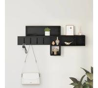 Wall-Mounted Coat Rack Black Oak 100x12x43.5cm Engineered Wood 5 Shelves Hooks.