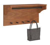 Wall-mounted coat rack brown solid pinewood 87x30x42 cm 5-hook rustic with hooks