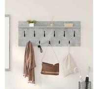 Wall-Mounted Coat Rack Concrete Grey 100x40x12 cm Engineered Wood Shelf 6 Hooks