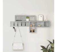 Wall-mounted coat rack ConcreteGrey 100x12x43.5cm EngineeredWood 5 Shelves Hooks