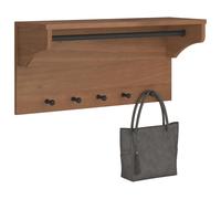 Wall-mounted Coat Rack Dark Brown Solid Pinewood 45x30x42cm 5 Hooks Rustic Entry