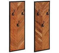 Wall-mounted Coat Rack Eco Acacia Wood Natural 35x1x90cm with 3 Iron Hooks (2pc)