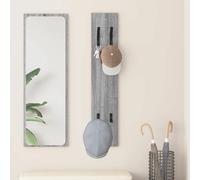 Wall-Mounted Coat Rack Grey Sonoma 100x20x1.5cm Engineered Wood 4 Hooks Compact.