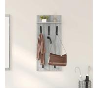 Wall-Mounted Coat Rack Grey Sonoma 40x10x90cm Engineered Wood Modern Shelf Hooks