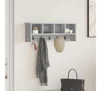 Wall-mounted coat rack Grey Sonoma 75x16x26cm Engineered Wood Hooks Shelf Entry