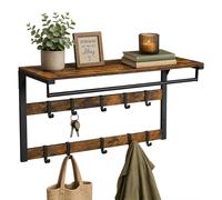 Wall-mounted coat rack: hook rail, clothes rail & hat shelf - 10 hooks