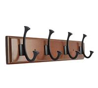 Wall Mounted Coat Rack Hooks Natural Bamboo Vintage Entryway Storage with Rustic Farmhouse Style for Clothes