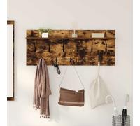 Wall-Mounted Coat Rack Smoked Oak 100x40x12cm Engineered Wood Slim Shelf & Hooks
