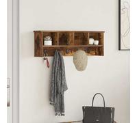 Wall-Mounted Coat Rack Smoked Oak 75 x 16 x 26 cm Engineered Wood Shelf & Hooks