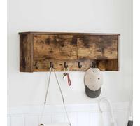 Wall-Mounted Coat Rack Smoked Oak 80x20x30cm Engineered Wood Shelves Hooks incl
