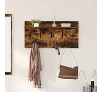 Wall-Mounted Coat Rack Smoked Oak 80x40x12cm Engineered Wood Shelf Hooks Hallway