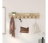 vidaXL Wall-Mounted Coat Rack with Shelf Sonoma oak 100 x 10.5 x 18 cm, Entryway Furniture, Modern Hooks, Functional Storage, Versatile Organizer, Wall Shelving Unit, Stylish Hallway Decor