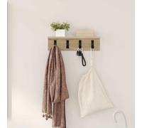 Wall-Mounted Coat Rack Sonoma Oak 40x10.5x10.5cm Engineered Wood Hooks +ShelfXUK
