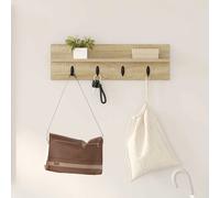 Wall-mounted coat rack Sonoma oak 60x10.5x18cm Engineered wood hooks hallway eco