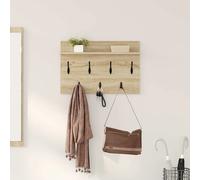 Wall-Mounted Coat Rack Sonoma Oak 60x40x12cm Engineered Wood Shelf Hooks Hallway