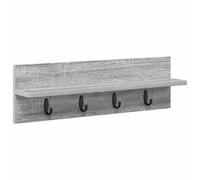 vidaXL White wall coat rack 60 x 10.5 x 18 cm made of particle board with integrated shelf and hooks for hats and handbags.