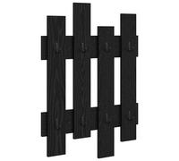 Coat Rack Wall-Mounted Black Oak 60cm Engineered Wood Hallway Organizer Hooks UK