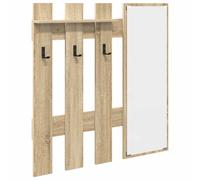 Wall-Mounted Coat Rack Wall-mounted with Mirror Engineered wood Storage vidaXL