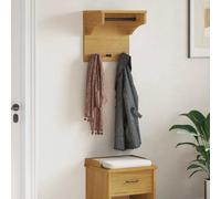 Wall-mounted coat rack walnut 43x30x42cm solid pinewood & engineered wood 3hook