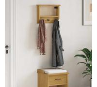 Wall-mounted Coat Rack walnut pine 45x12x35cm 3-hook solid pinewood UV-varnished