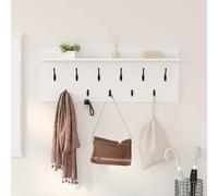 Wall-Mounted Coat Rack White 100x40x12 cm Engineered Wood 1 Shelf Hooks Entryway