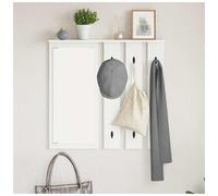 Wall-Mounted Coat Rack White 84x10x80cm Engineered Wood Shelf Hooks Modern Halls
