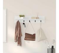 Wall-Mounted Coat Rack White Engineered Wood 80x10.5x18cm with Hooks for Hallway