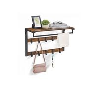 VASAGLE Wall-Mounted Coat Rack, Wall Shelf with 10 Removable Hooks, Clothes Rail, Coat Hooks with Shelf, for Entryway, Bedroom, Bathroom, Rustic Brown and Black LCR101B01