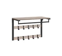 Wall-Mounted Coat Rack with 10 Removable Hooks, Rustic Brown + Black / 65W cm