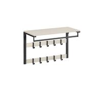 Wall-Mounted Coat Rack with 10 Removable Hooks, Rustic White and Ink Black / 65W cm