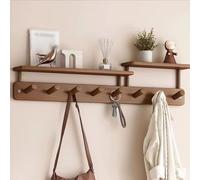 Wall Mounted Coat Rack with 4/6/8 Hooks, Wooden Shelf Storage Organizer for Entryway and Bedroom - Stylish Home Décor, 79cm x 6cm x 7.5cm