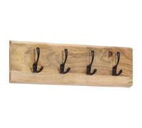 Wall-mounted Coat Rack with 4 Hooks Wall Hook Solid Wood Mango vidaXL
